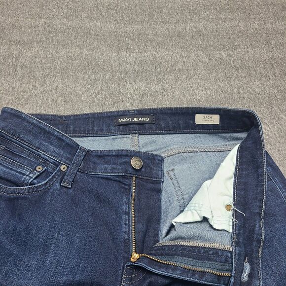 Mavi Jeans Mens 34x33 Zach Straight Leg Dark Indigo Denim Pants - Picture 4 of 9